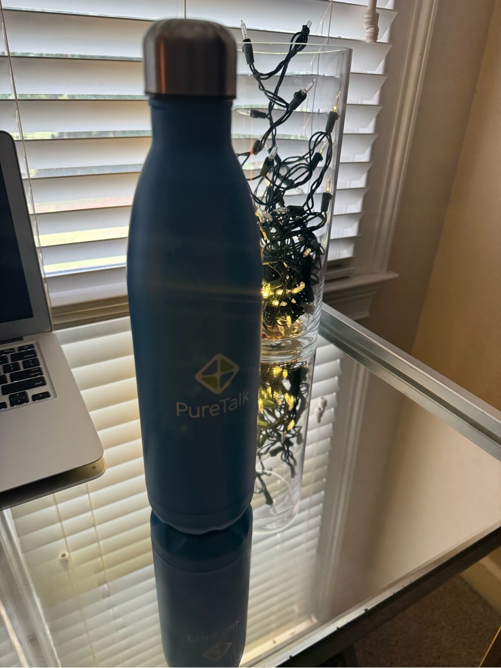 PureTalk Blue Insulated Water Bottle - Stainless Cap